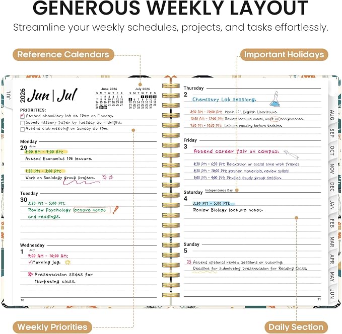 Planner 2026-2027, Academic Year Monthly and Weekly Calendar Planner, Jul 2026 - Image 3