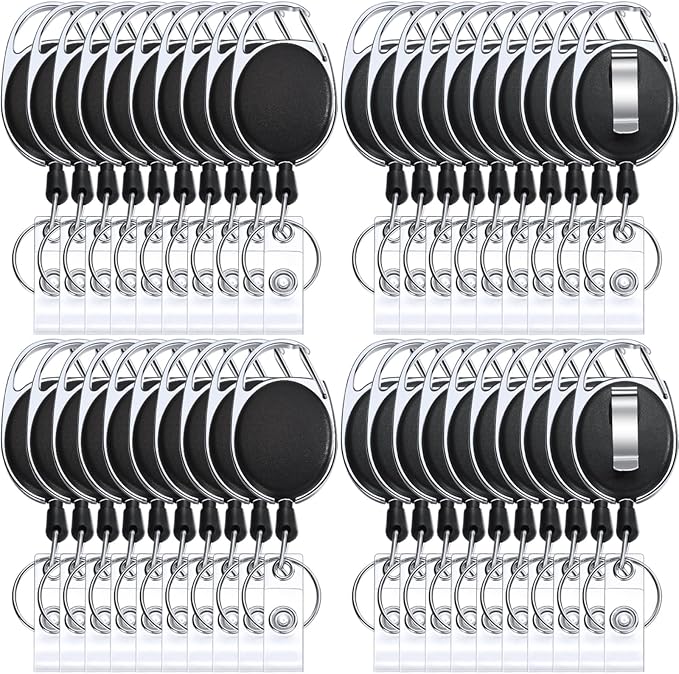 Honoson 30 Pcs Black Heavy Duty Retractable Badge Reels Batch ID Badge Holder by Honoson