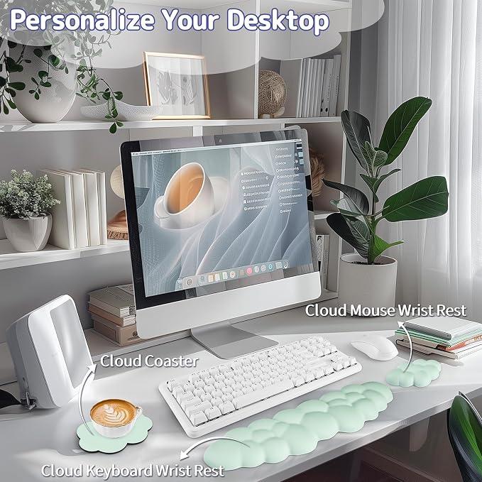 Sushret Cloud Wrist Rest Keyboard, Cloud Keyboard Wrist Pad Set - Image 2