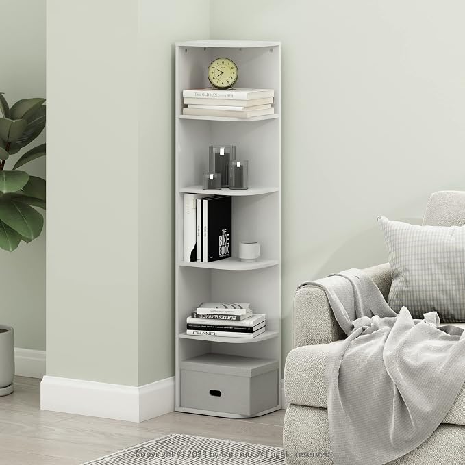 Furinno PASIR Book Shelf, 5-Tier Corner Bookshelf - Image 2