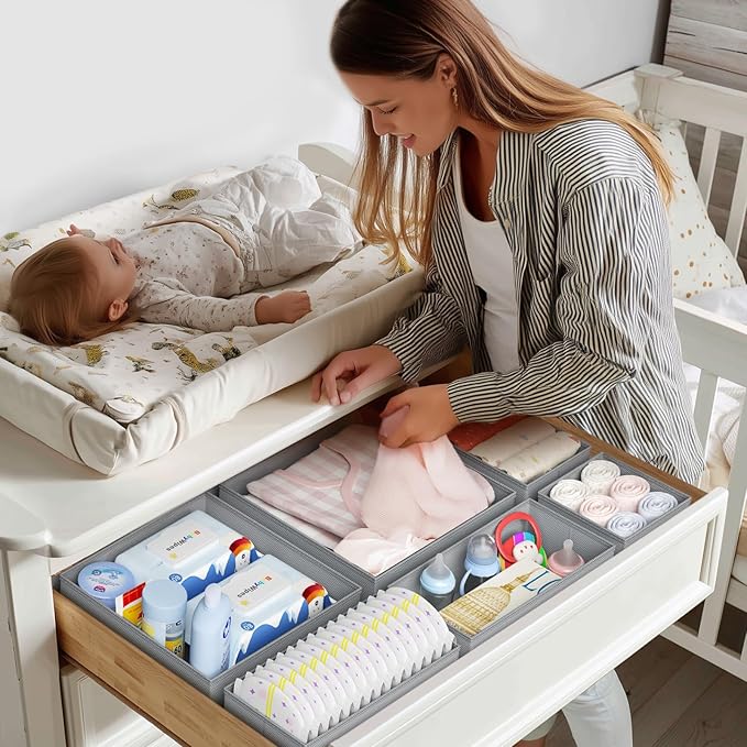 DIMJ Drawer Organizer Clothes - 20 Pack Closet Drawer Organizer Bins for Baby Clothes Storage, Fabric Dresser Organizer for Nursery Bedroom, Foldable Small Drawer Dividers for Underwear Socks-DeskLoop Office