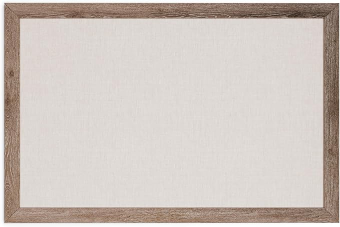 U Brands Linen Bulletin Board, Rustic Wood Style Frame, Industrial Grade by UBrands