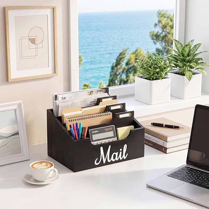 Rustic Wood Mail Organizer Countertop - Image 3