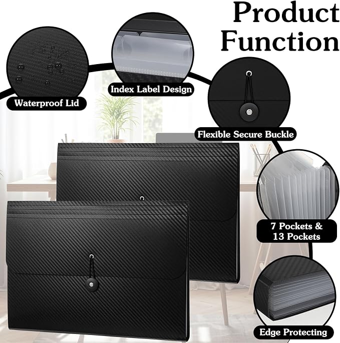 2pcs Expanding File Folders, 13 Pockets Accordion File Organizer Document - Image 5