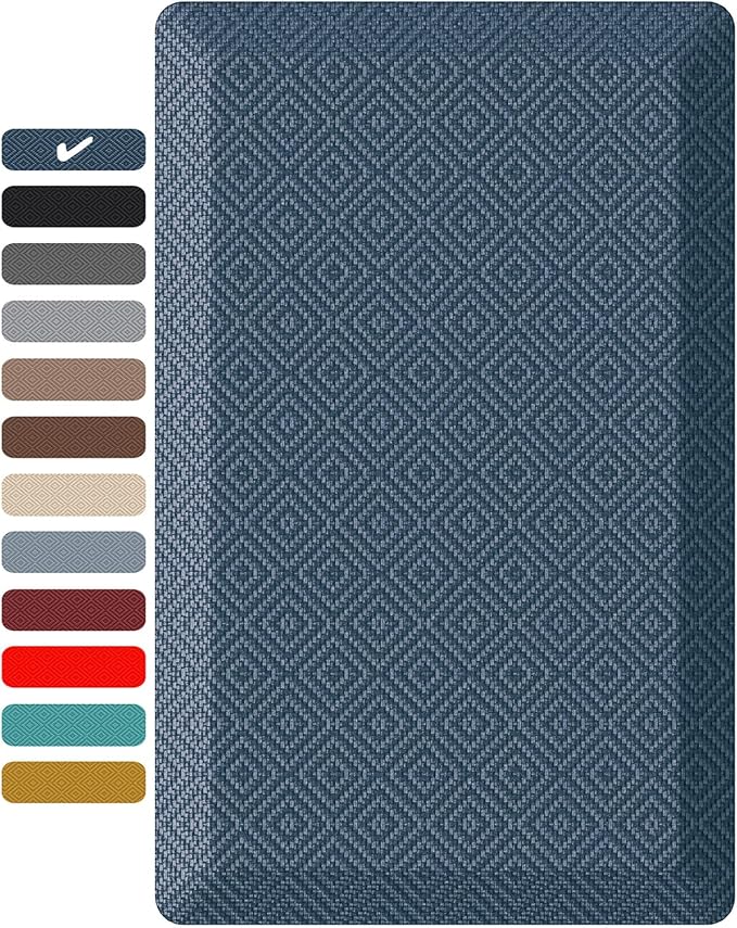 Ophanie Kitchen Mats for Floor, 3/4 inch Thick, Anti Fatigue Cushioned Mat, Kitchen Rugs, Waterproof, Comfort Ergonomic Standing Mat for Office, Home, Sink, 20x32 Blue Non-Slip Ridged Bottom-DeskLoop Office