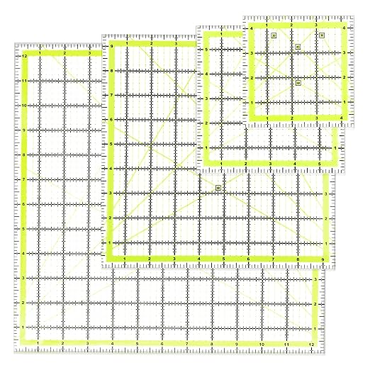 UOOU 4 Pack Quilting Ruler, Quilting Ruler Quilting Templates Fabric Cutting by UOOU
