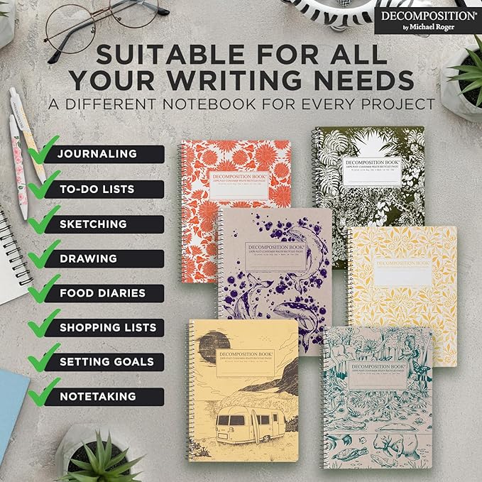 Decomposition Fairy Tale Forest College Ruled Spiral Notebook - 9.75 x 7.5 Journal with 160 Lined Pages - 100% Recycled Paper - Cute Notebooks for School Supplies, Home & Office - Made in USA
