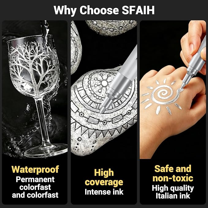 SFAIH Acrylic Silver Paint Pens - Image 6