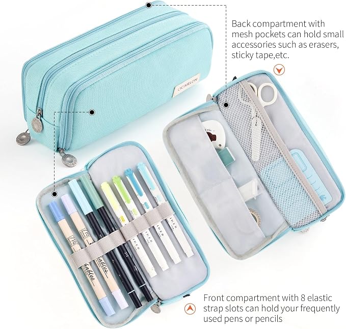 CICIMELON Pencil Case Large Capacity Pencil Pouch 3 Compartments Pencil Bag Gift - Image 6