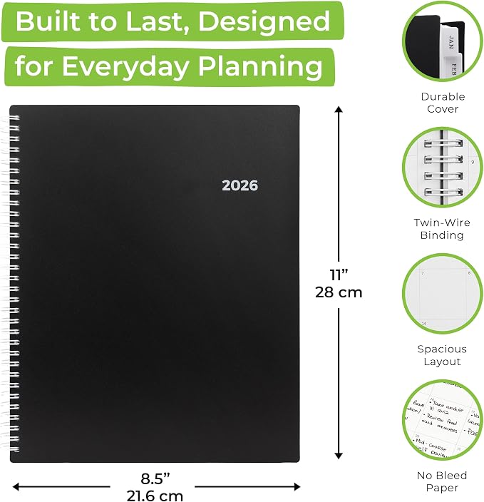 Walldeca 2026 Planner, Weekly & Monthly View Spiral Bound - Image 2