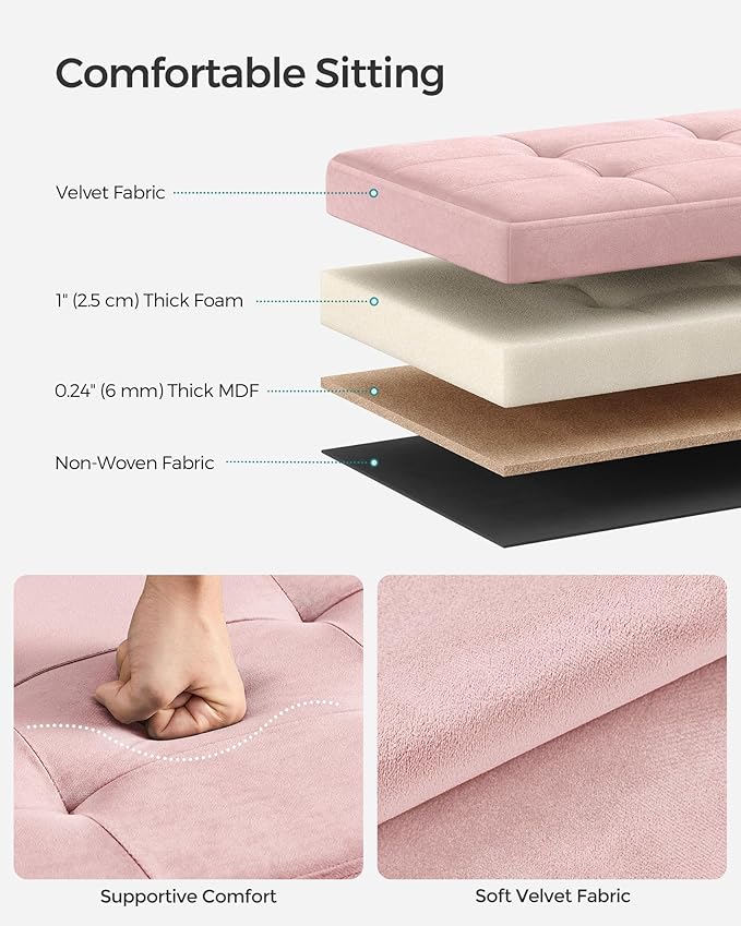 SONGMICS Storage Ottoman, Foldable Small Ottoman Foot Rest, 12.2 x 16.1 Inches - Image 4