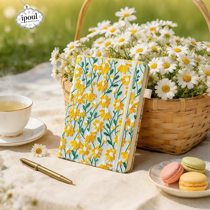 Daisy Gift, Flower Journal, Embroidered Notebook, Beautiful Journals - Image 2