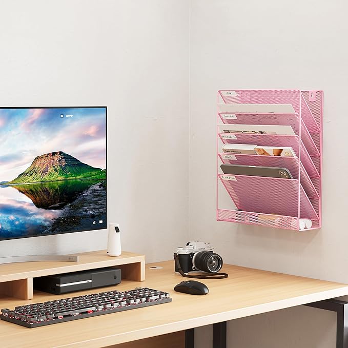 EasyPAG 5 Tier Wall File Holder, Mesh Hanging Folder Organizer - Image 5