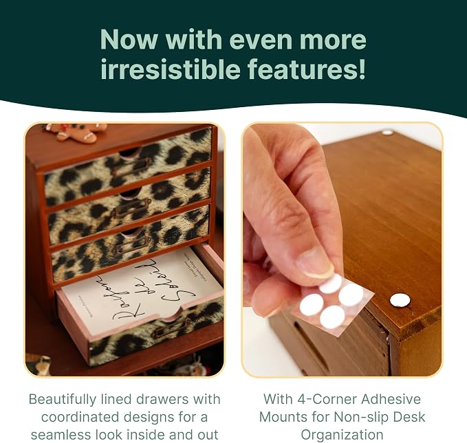 Classic Leopard Print Wooden Desk Organizer - Image 7