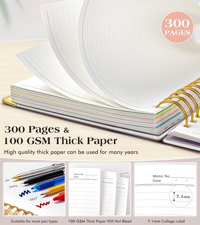 Spiral Notebook Journal with Removable Dividers Tabs, 300 Pages Hardcover - Image 5