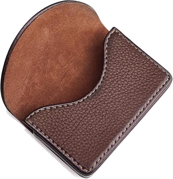 Cofee Leather Business Card Holder Case - Image 3