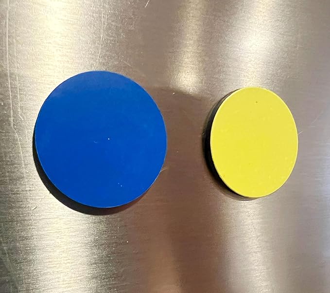 25-Pack Double-Sided Yellow/Blue Flip Magnet - 1" Diameter, Go/Attention Reversible Indicator, Ideal for Organizational Efficiency on Steel Surfaces-DeskLoop Office