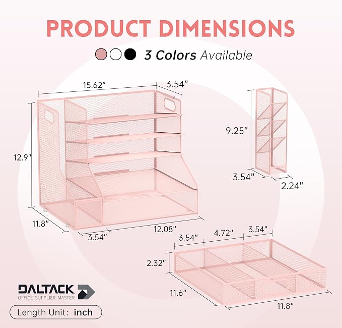 DALTACK Mesh Desk Organizer, 5-Tier Paper Letter Tray - Image 3