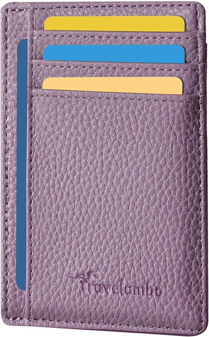 Travelambo Slim Wallet Front Pocket Minimalist Leather RFID Blocking Medium Size by Travelambo