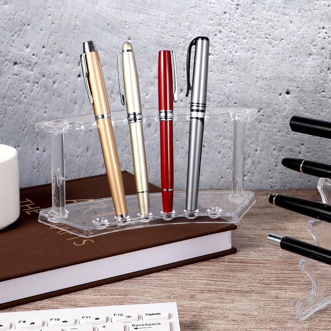 Tinlade 2 Pieces Plastic Pen Holder Stand Display Rack 6-Slot Pen Makeup Brush - Image 6