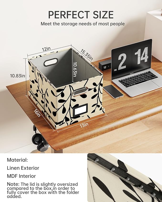 Oterri File Organizer with Lid, File Box, File Cabinet - Image 2