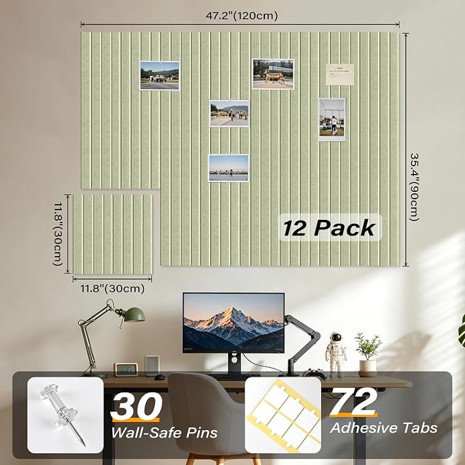Large Felt Bulletin Board，47.2" x 35.4" 12 Pack Cork Board Alternative - Image 3