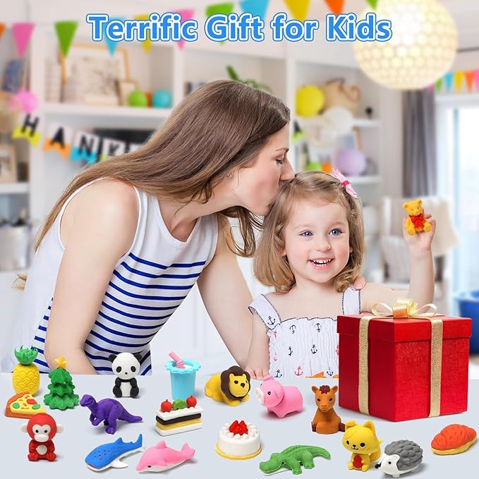 150 Pack Animal Erasers for Kids Bulk Pull Apart 3D Puzzle Erasers Treasure Box Toys for Classroom Rewards and Prizes Class Treasure Box Kids Party Favors Back to School Supplies Gift-DeskLoop Office