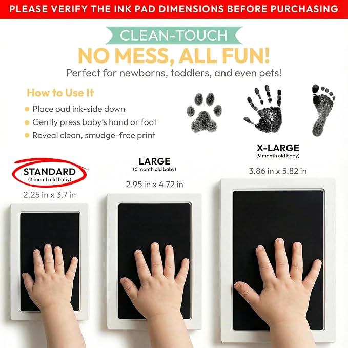 Clean Touch Ink Pad for Baby Handprints and Footprints – Inkless Infant Hand & - Image 2