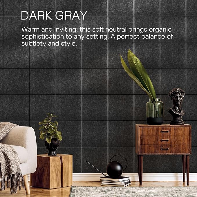 MaxGear Felt Bulletin Board 36" x 24", Dark Gray Felt Wall Tiles Push Pins | - Image 6