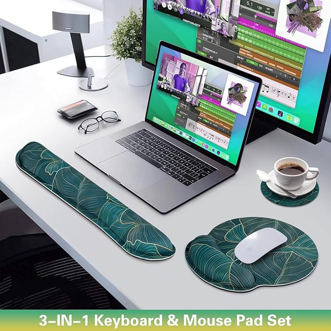 Mouse Pad with Wrist Rest Set, 3-in-1 Wrist Support Mousepad Set, Gaming Mat - Image 2