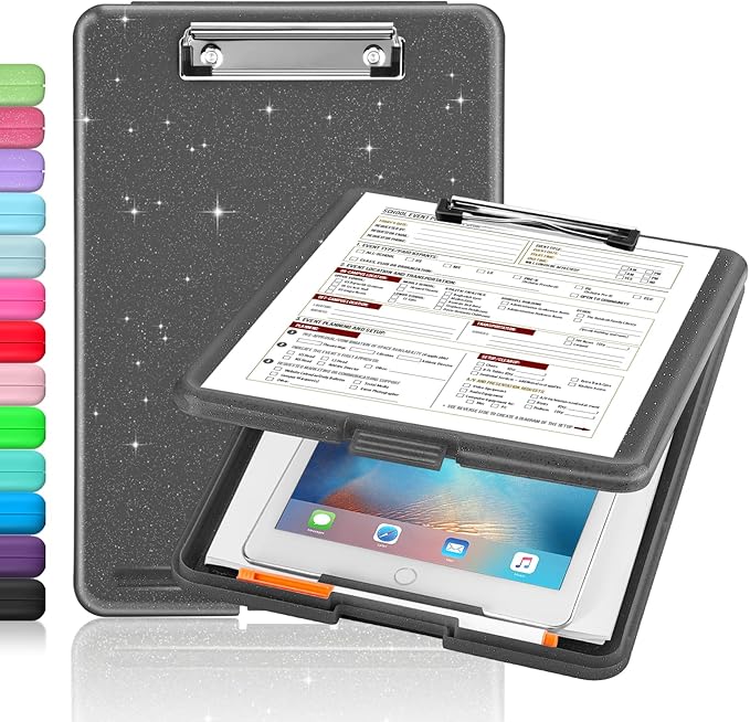 Sooez Clipboard with Storage, Plastic Storage Clipboards with Low Profile Clip by Sooez