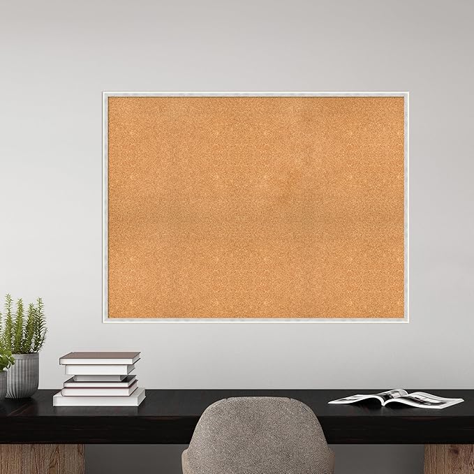 Amanti Art Natural Cork Board for Wall, 37x49 Vision Board with White Frame, Oversize Corkboard Office Decor for Home Organization, Modern Corkboard Pinboard to Display Items for Home Organization in-DeskLoop Office
