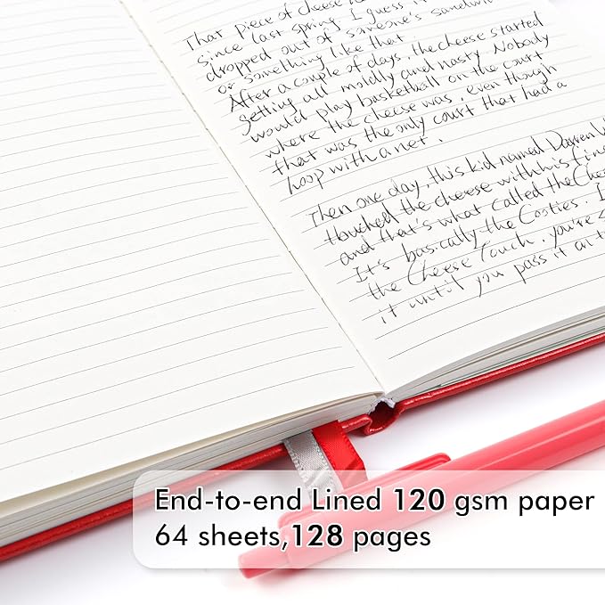 feela 12 Pack Notebooks Journals Bulk with 12 Black Pens, A5 Hardcover Notebook Classic Ruled Journal Set with Pen Holder for School Business Work Travel Writing, 120 GSM, 5.1”x8.3”, Red-DeskLoop Office