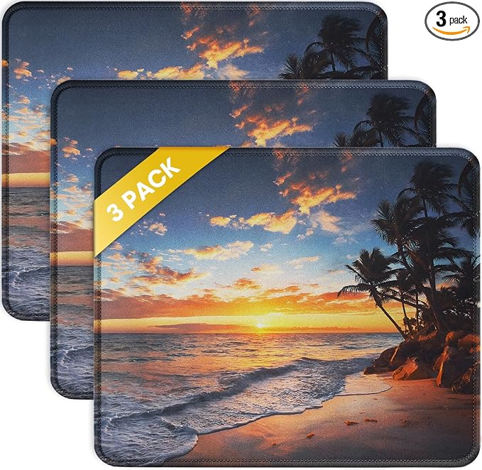 JIKIOU 3 Pack Mouse Pad with Stitched Edge, Portable Size-10.2x8.3in Sunset | by JIKIOU