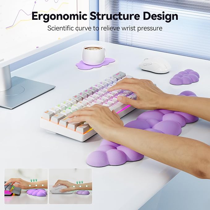 TECKNET Cloud Keyboard Wrist Rest Set, Cloud Wrist Rest - Image 2