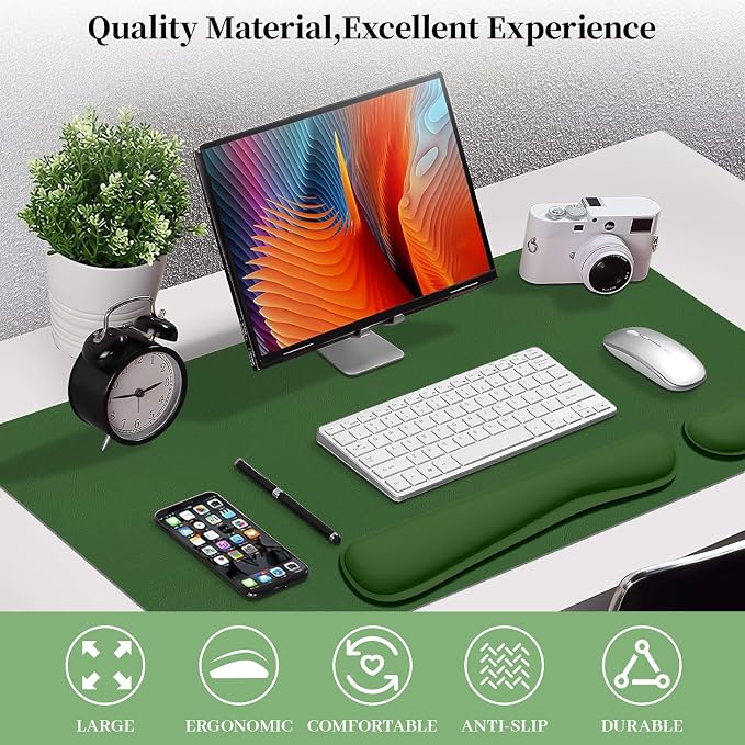 Mouse and Keyboard Pad, 3-in-1 Desk Mat Set, Wrist Rest - Image 2