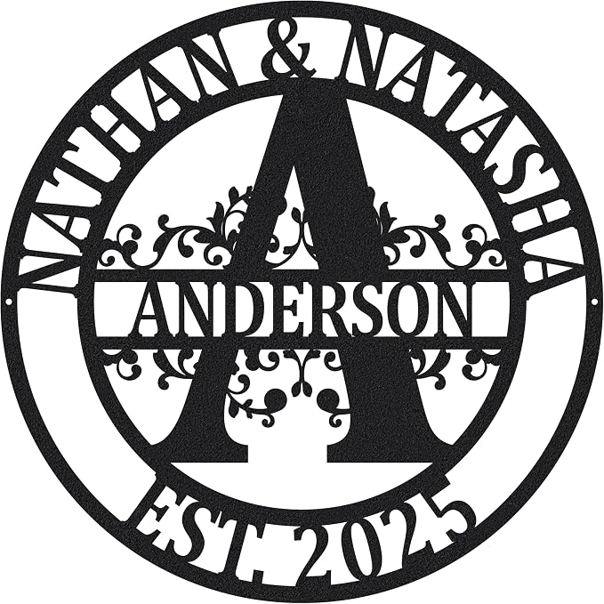 Custom Metal Signs | Personalized Monogram Name Sign | Outdoor Wall Art by AVAGift