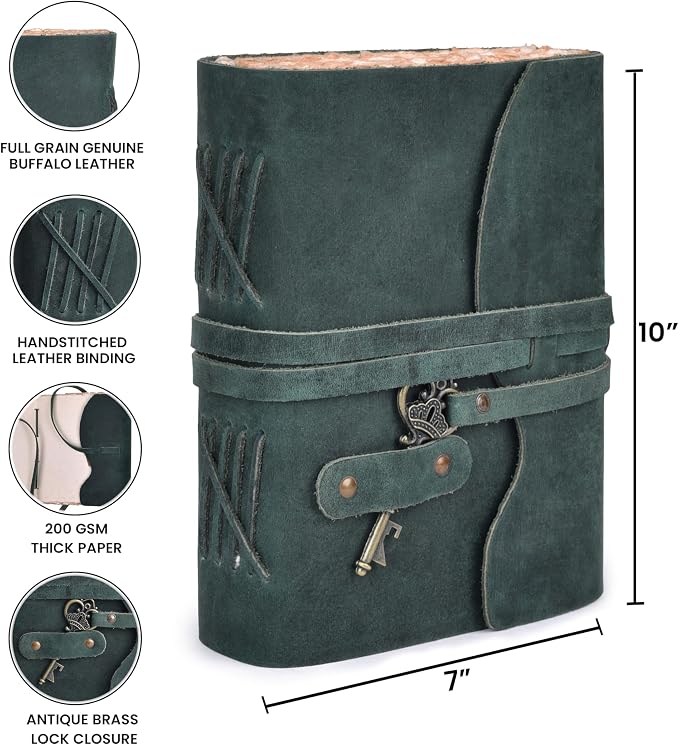 LEATHER VILLAGE Vintage Leather Journal – 200 Handmade Vintage Deckle Edge - Image 5