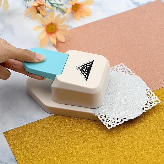 Paper Corner Punch Triangle Shape Flower Pattern, Large Craft Corner Punch - Image 4