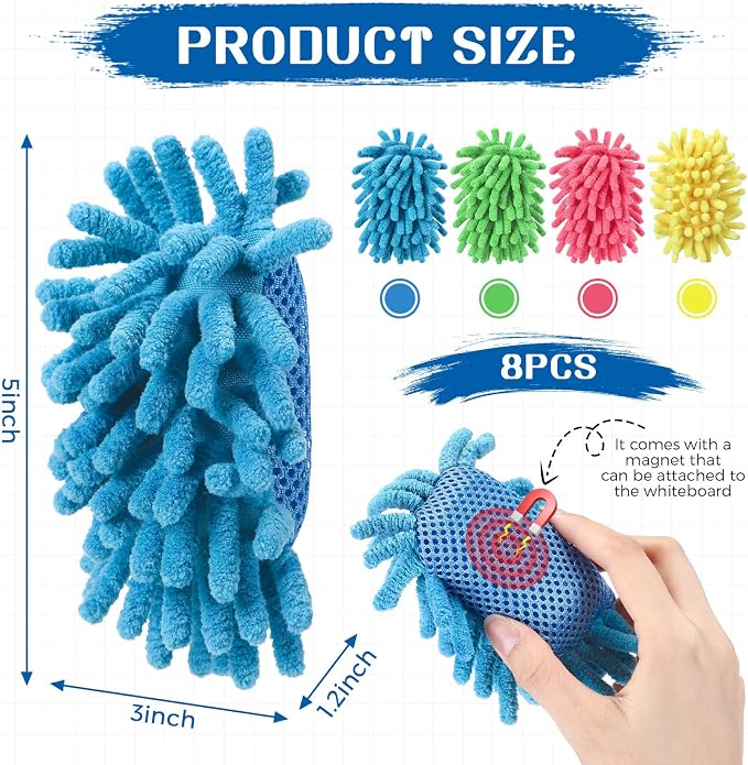 Zhehao 8 Pieces Microfiber Shag Dry Erase Erasers Washable Magnetic Whiteboard - Image 2