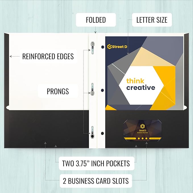 Better Office Products Black Paper 2 Pocket Folders - Image 3