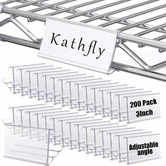 Kathfly 200 Pack Wire Shelf Label Holders Shelf Cable Tags by Kathfly