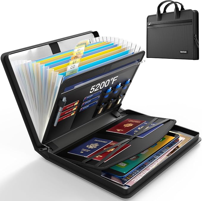 Hontom Accordion File Organizer, 5200℉ Fireproof Document Organizer by Hontom