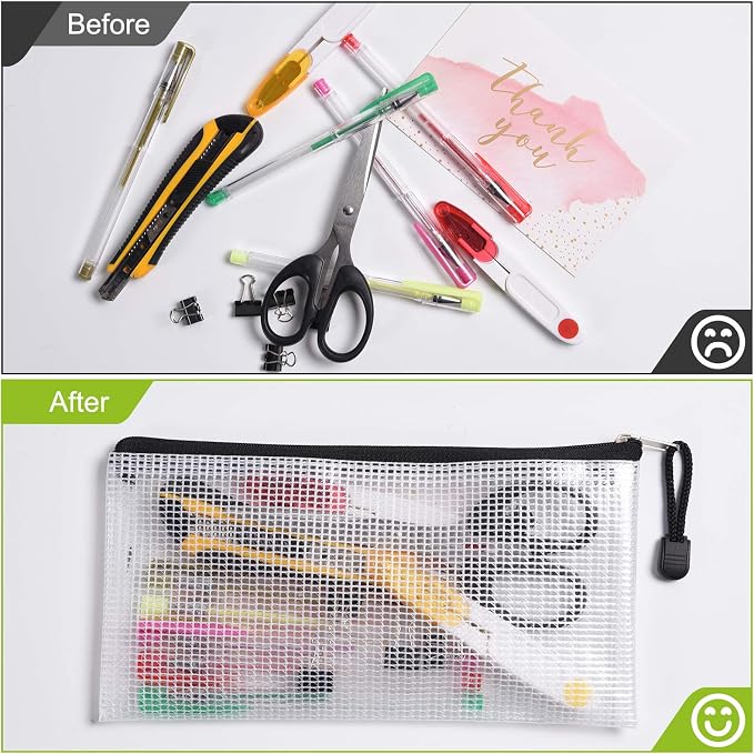 Plastic Mesh Zipper Pencil Pouches, A6 Size Zipper Documents Pouch Document - Image 4