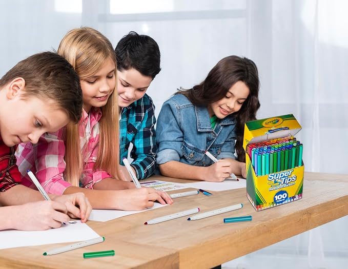 Crayola Super Tips Marker Set, Fine Point Washable Markers, Teacher Must Haves - Image 7