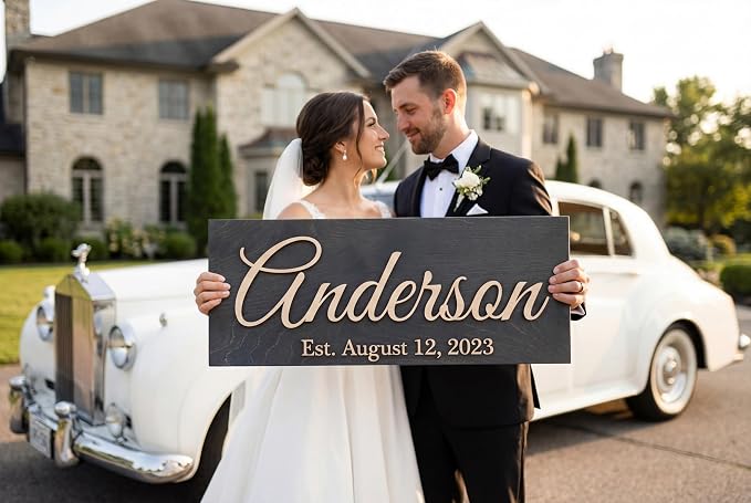 Custom Family Name Sign | Personalized Wooden Wedding Gift | Rustic Last Name - Image 2