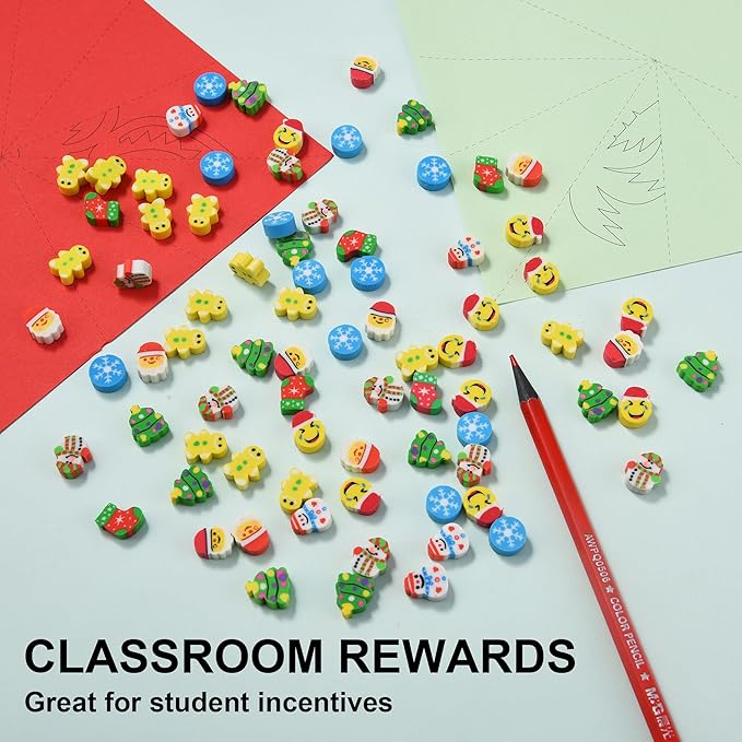 320pcs Mini Christmas Erasers for Kids Bulk, Cute Small Erasers for Christmas Party Favors Goodie Bags Stuffers Stocking Stuffers Holiday Gifts Classroom Rewards-DeskLoop Office