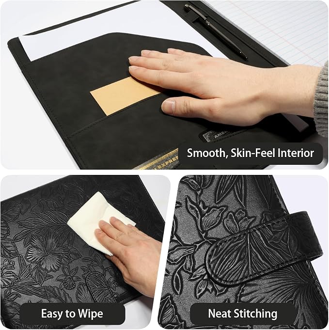 Professional Padfolio Portfolio Binder, Textured Embossing Faux Leather Folder - Image 5