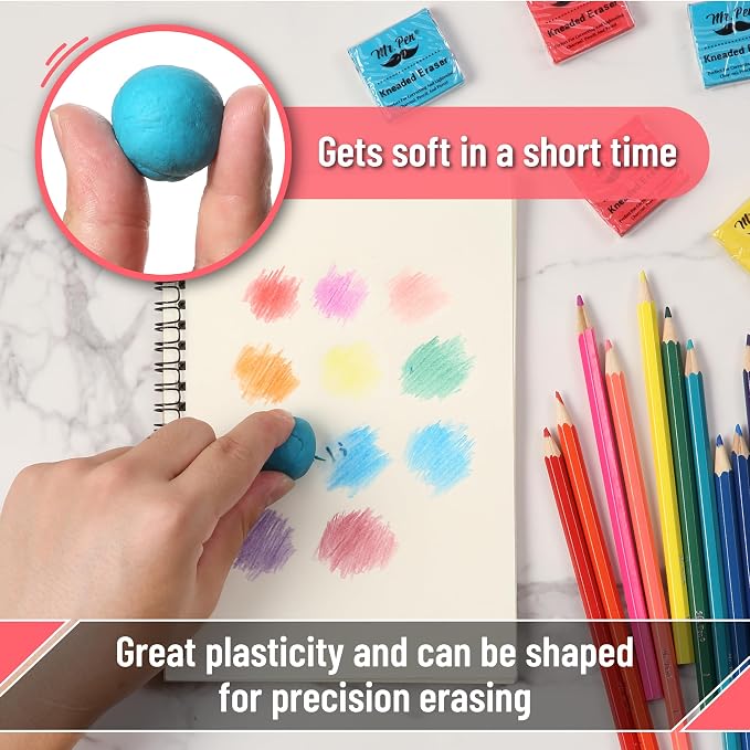 Mr. Pen- Kneaded Eraser Set, 18 Pack | Colorful Moldable Art Erasers - Image 3