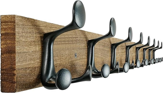 SKOLOO 43-Inch Wood Burnt Coat Rack Wall Mount with 8 Triple Hooks - Ideal for Family Entrances, Classrooms, and Pet Supplies Storage - Perfect Coat Hooks for Wall-DeskLoop Office